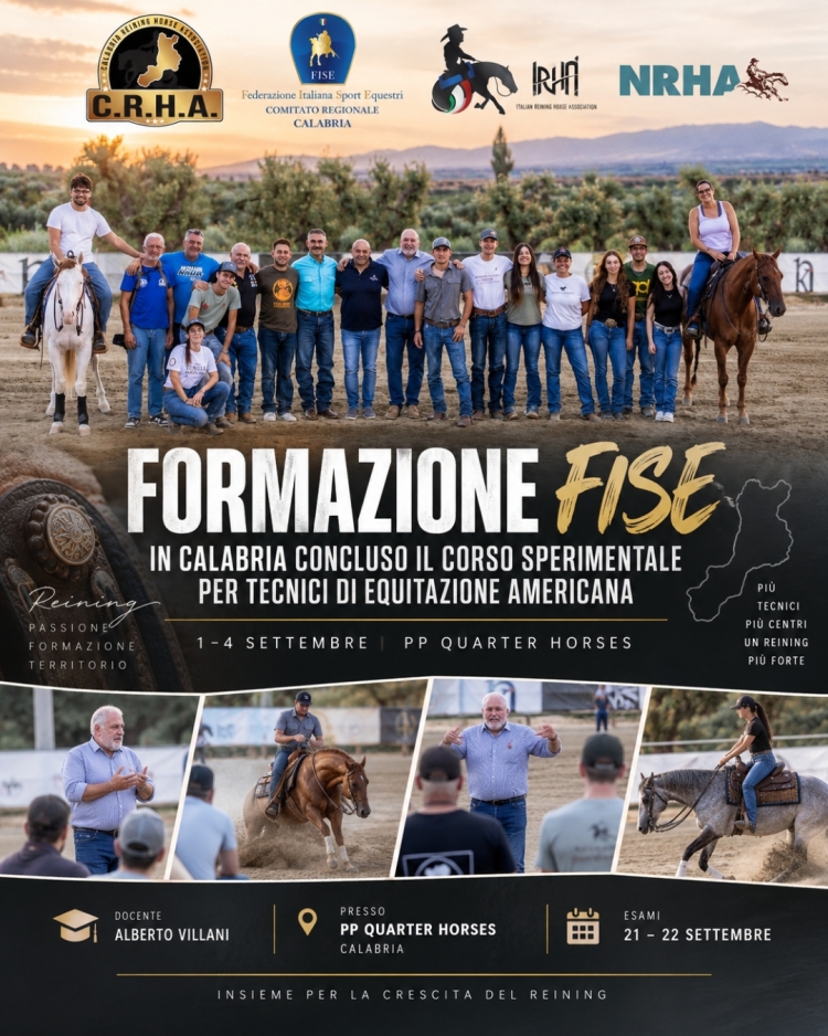 Formazione FISE 2026: in Calabria concluso il Corso Sperimentale per Tecnici di Equitazione Americana